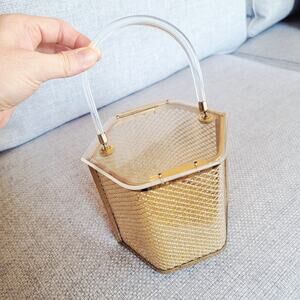 Majestic Vintage Hexagonal Gold Mesh Lucite Bag